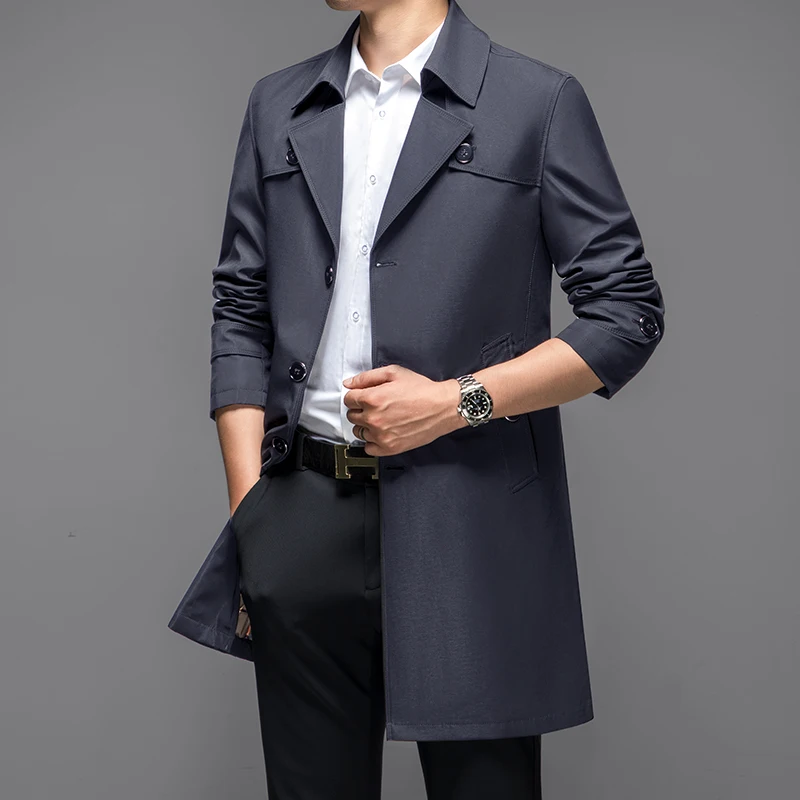 

2024 new autumn and winter long style trench coat men's thickened winter coat thermal windbreaker jacket suit business