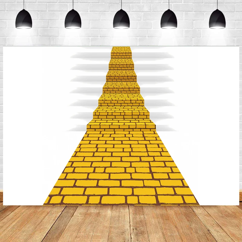 Yellow Brick Road Novelty Aisle Floor Stone Wall Backdrop Princess Halloween Cosplay Party Decorations Photography Background