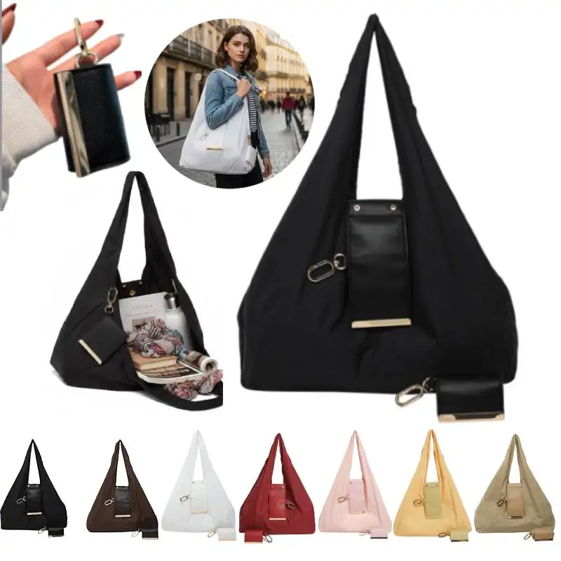 

Многоразовая мини-сумка-шоппер на ключнице с кольцом для ключей, расширяемая, складная, экологичная, для супермаркета, на каждый день и для аксессуаров