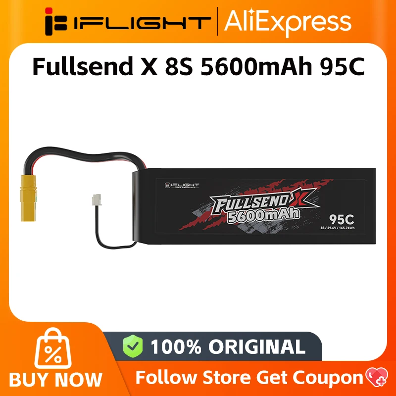 iFlight Fullsend 8S 5600mAh 29.6V 95C LIPO Battery with XT90 connector for FPV parts Cinelifters Series Taurus X8 Pro Max New