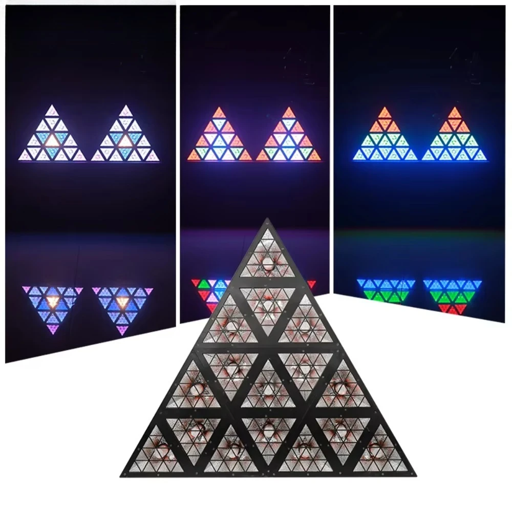 Nightclub Stage Light Emitting Diode Full Color Retro Matrix Light Gold + RGBW 4in1 Triangle Background Light