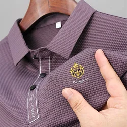 High end exquisite embroidery short sleeve men's Polo 2023 summer new fashion ice silk T-shirt luxury top casual wear top M-4XL