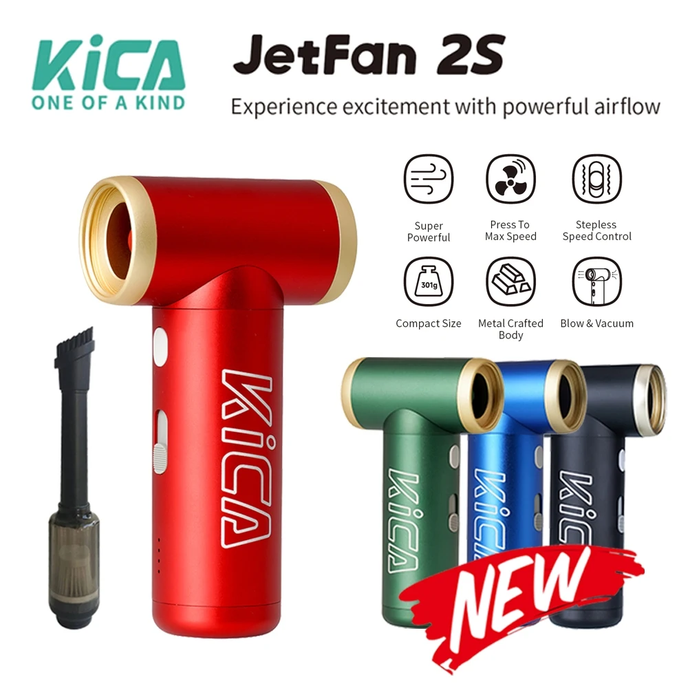 

KICA Jetfan 2S Пылесос сжатого воздуха Электрический вентилятор 27,5 м/с Портативный беспроводной очиститель 117000 об/мин Перезаряжаемый воздуходувка