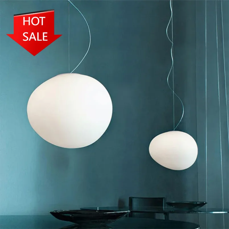 

Modern Glass Ball Egg Pendant Light for Shop Restaurant Stairs Kitchen Decoration Hanging Lamp Ceiling Chandeliers White Lights