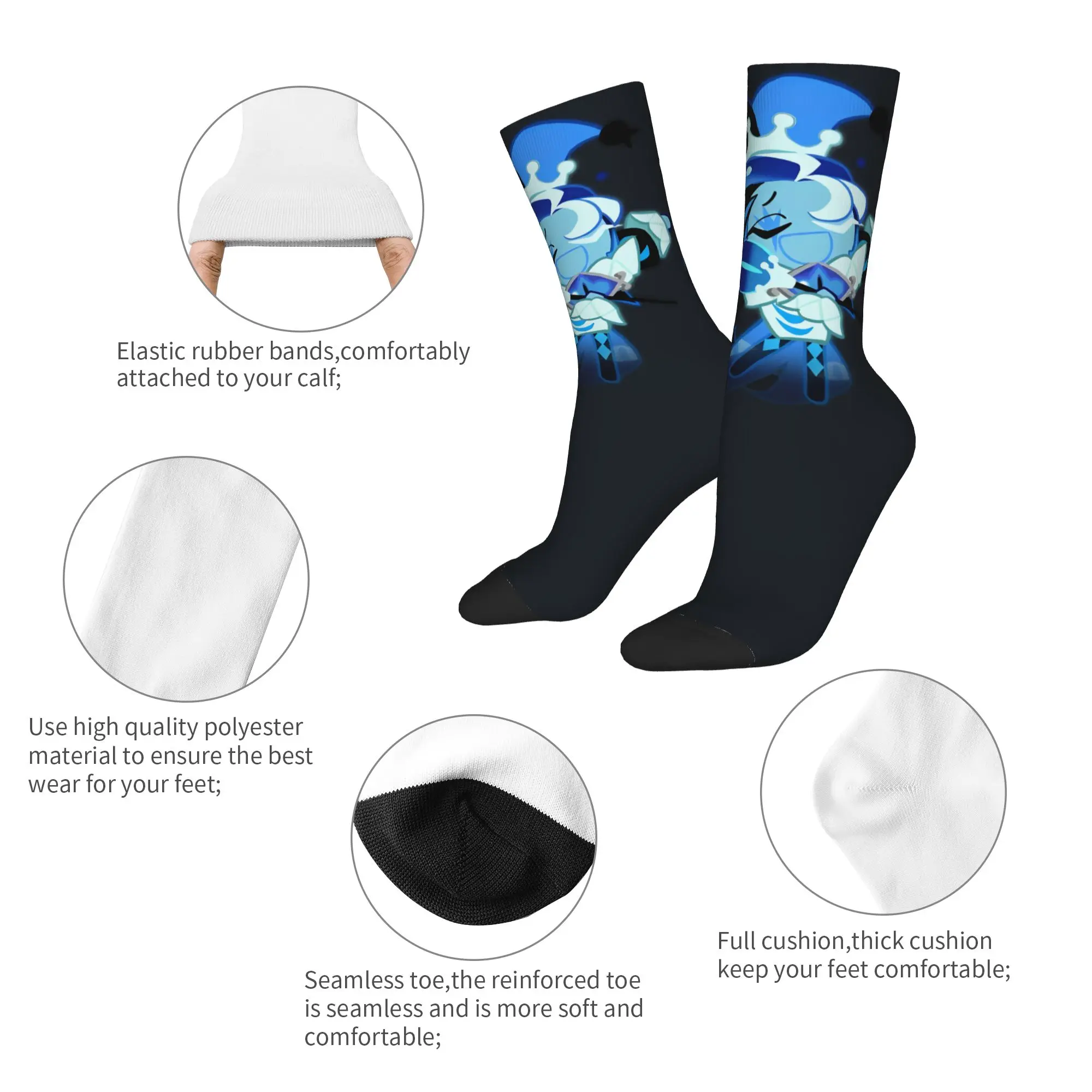 Shadow Milk Cookie Run Kingdom Socks Men Women Funny Cartoon Anime Socks Spring Summer Autumn Winter Middle Tube Stockings Gifts