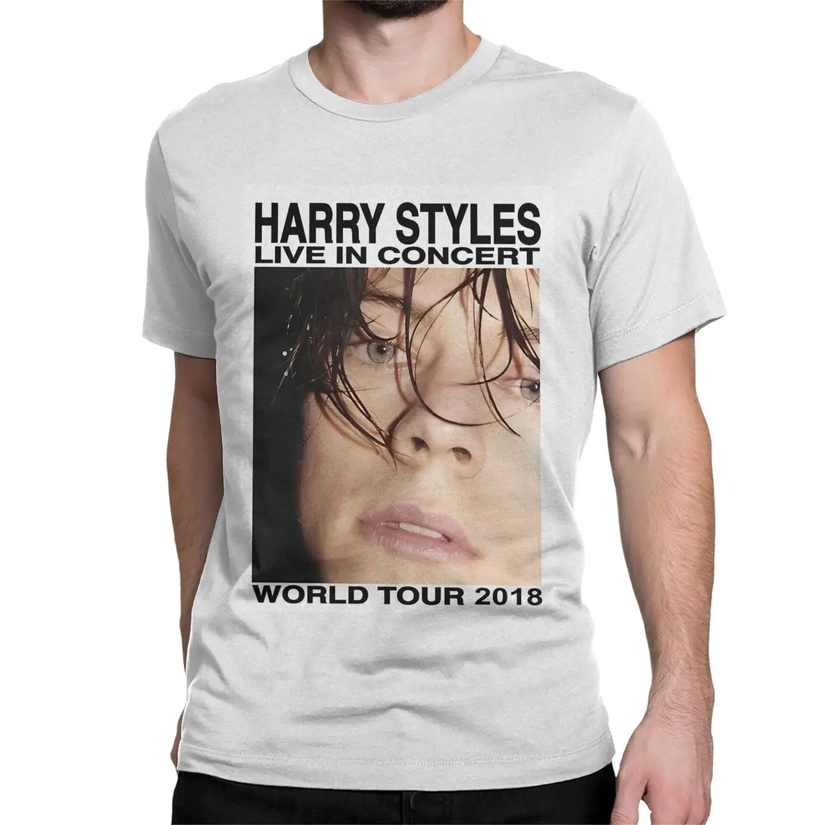 Men T-Shirt Live Pose World Tour 2018 Harrys Styles Novelty Pure Cotton Tees Short Sleeve T Shirt Round Collar Clothes Plus Size