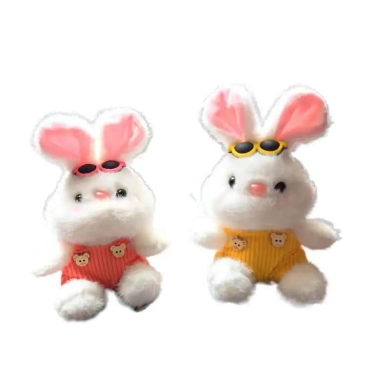 Óculos de animais fofos coelho boneca de pelúcia chaveiro pingente mochila enforcamentos acessórios presentes