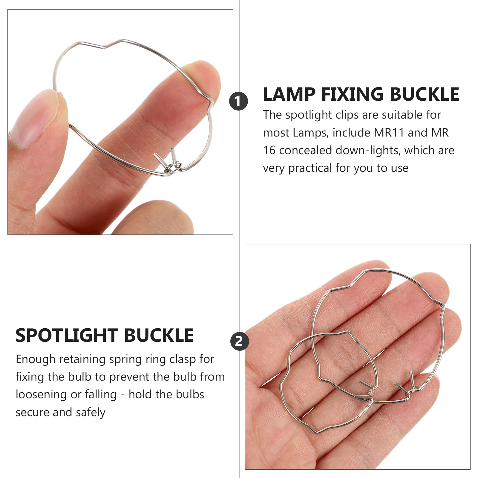 12 Buah Klip Lampu Sorot Gesper Pegas Penahan Baja Mangan untuk Pengganti Pemasangan Lampu Downlight Halogen Mr16