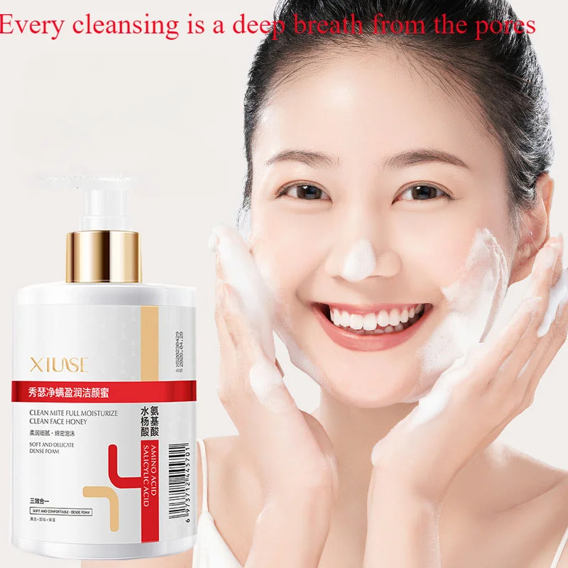 400Ml Mite Cleansing Honey Deep Cleansing Foam Hydrating Moisturizing Clean mites Non-sticky facial cleanser Skincare