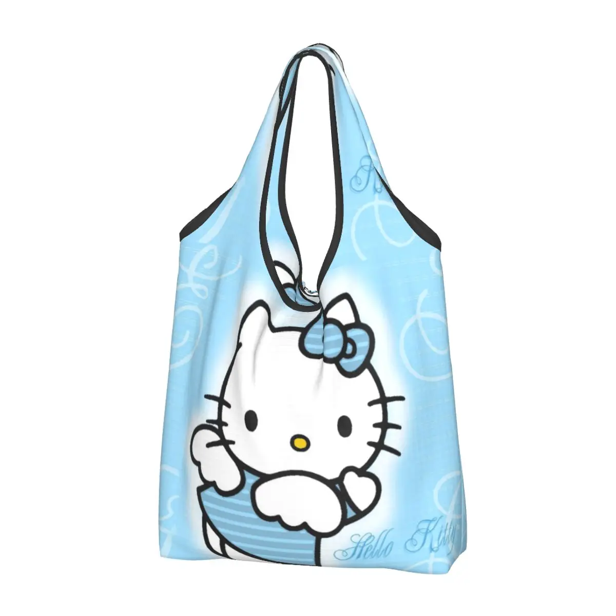 Reusable Kawaii Sanrio HelloKitty Cartoon Grocery Bags Foldable Machine Washable Shopping Bag Large Eco Storage Bag Lightweight