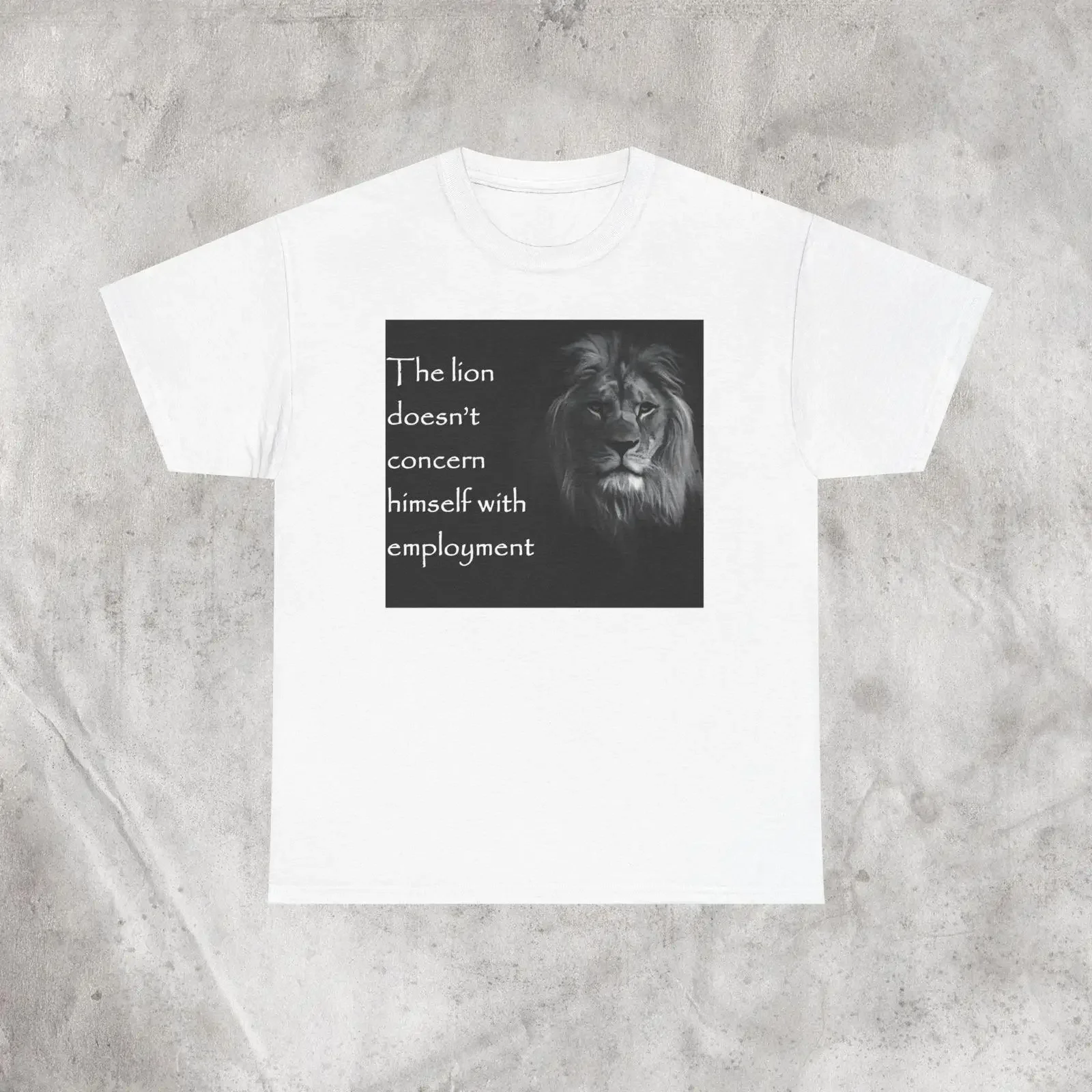 Gen Z Funny Lion Meme T Shirt Brainrot Unemployment Humor The Doesn't Concern Himself With Employment  vintage Washed