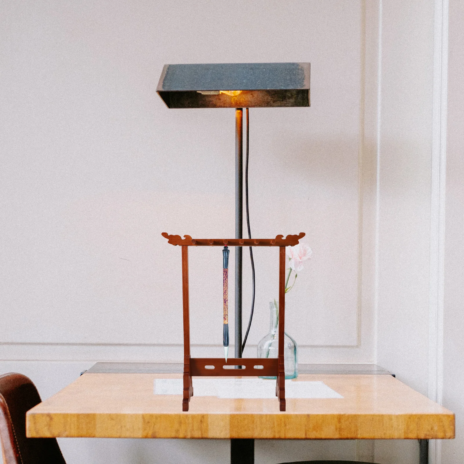 

1Pcs Stylish Brush Pen Holder Wood Material for Writing Brushes Desktop Ornament Brush Pen Holder Multifunctional Rack