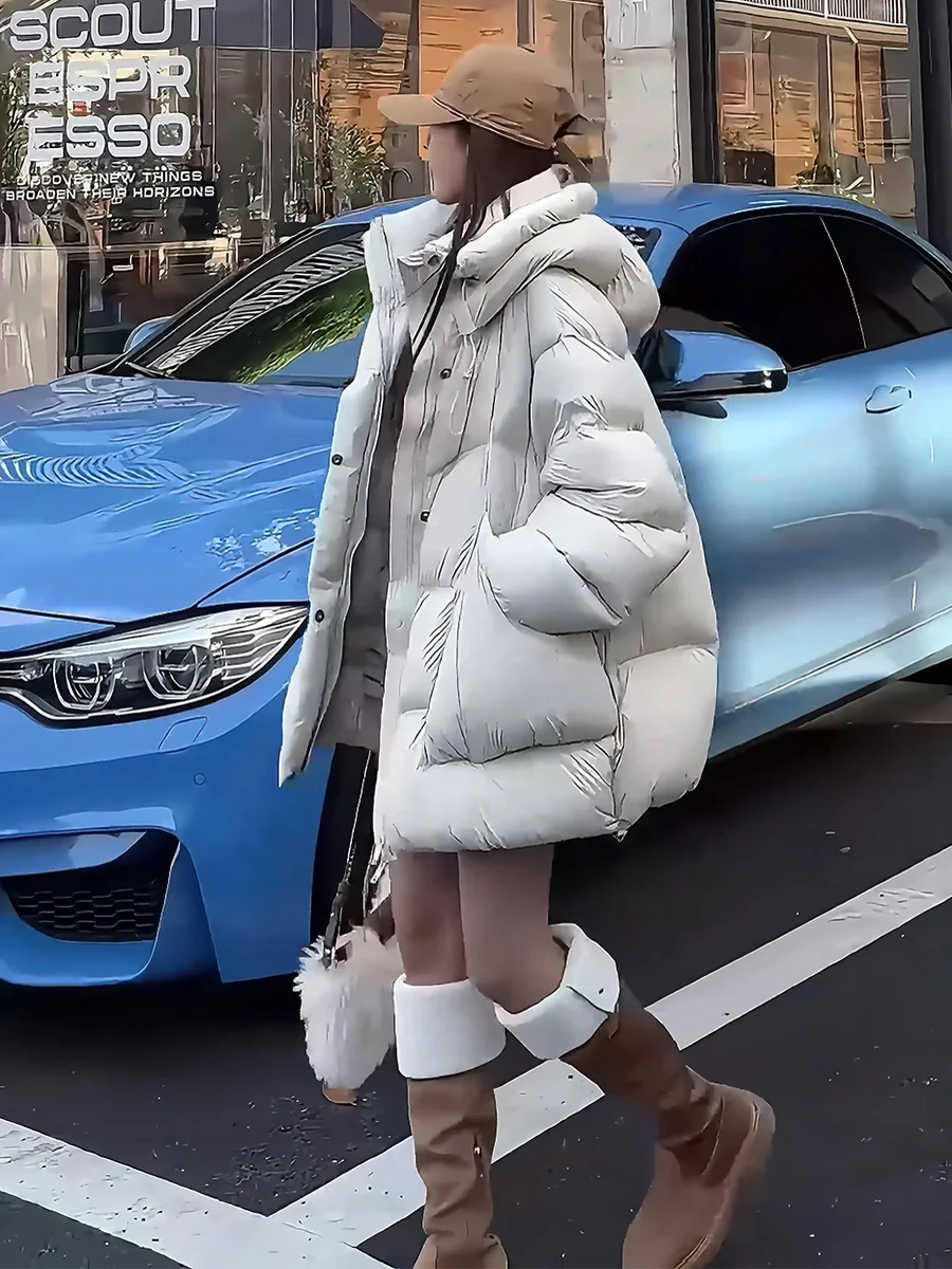 Chaqueta acolchada acolchada con capucha y cuello levantado para mujer, abrigo cálido de pan Sle, prendas de vestir exteriores de invierno, viento para ir al trabajo