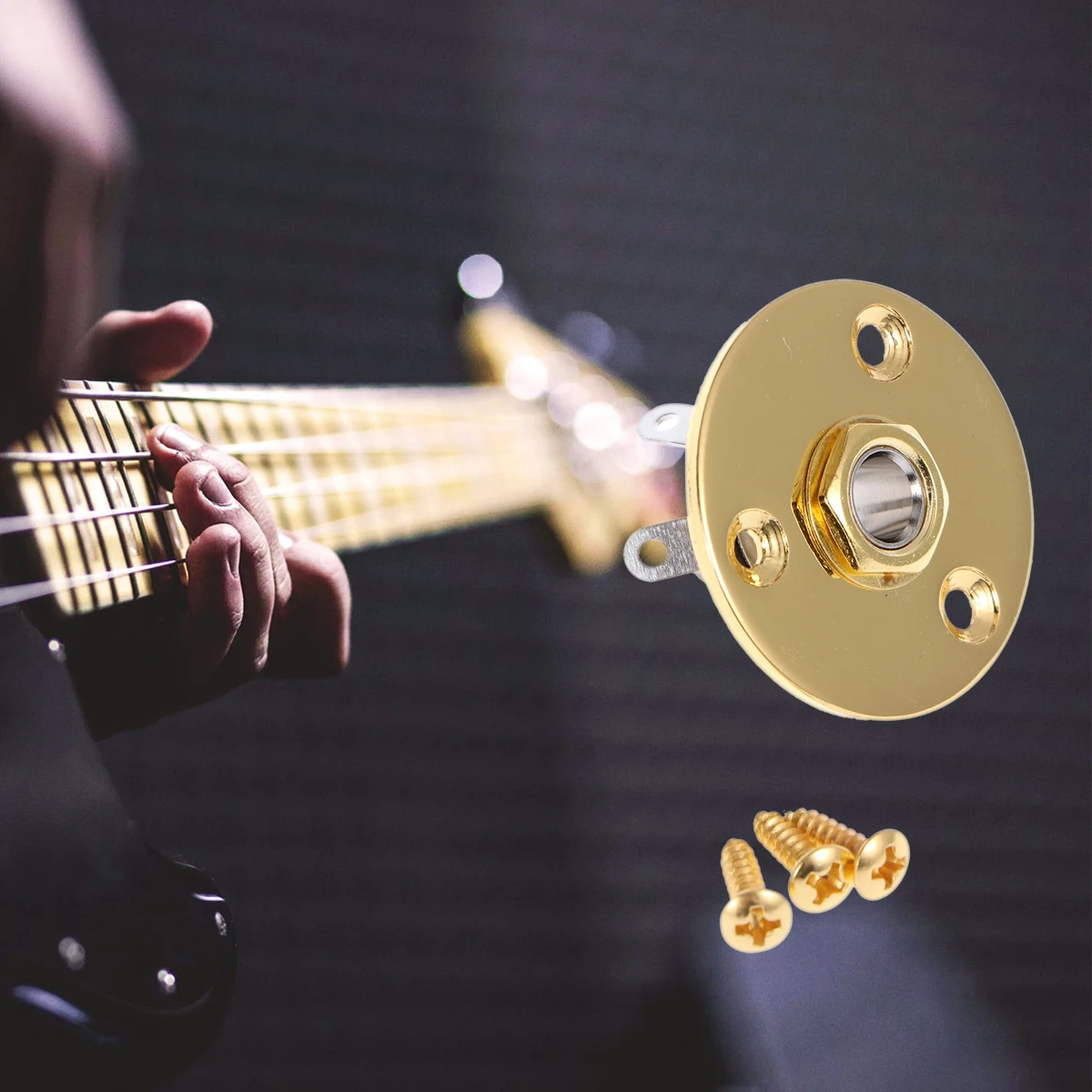 

Round 1/4 Inch 6.35mm Guitar Jack Plug Socket Guitar Pickup Output Input Jack Plug with Jack Plate Screws for Electric Guitar Ba