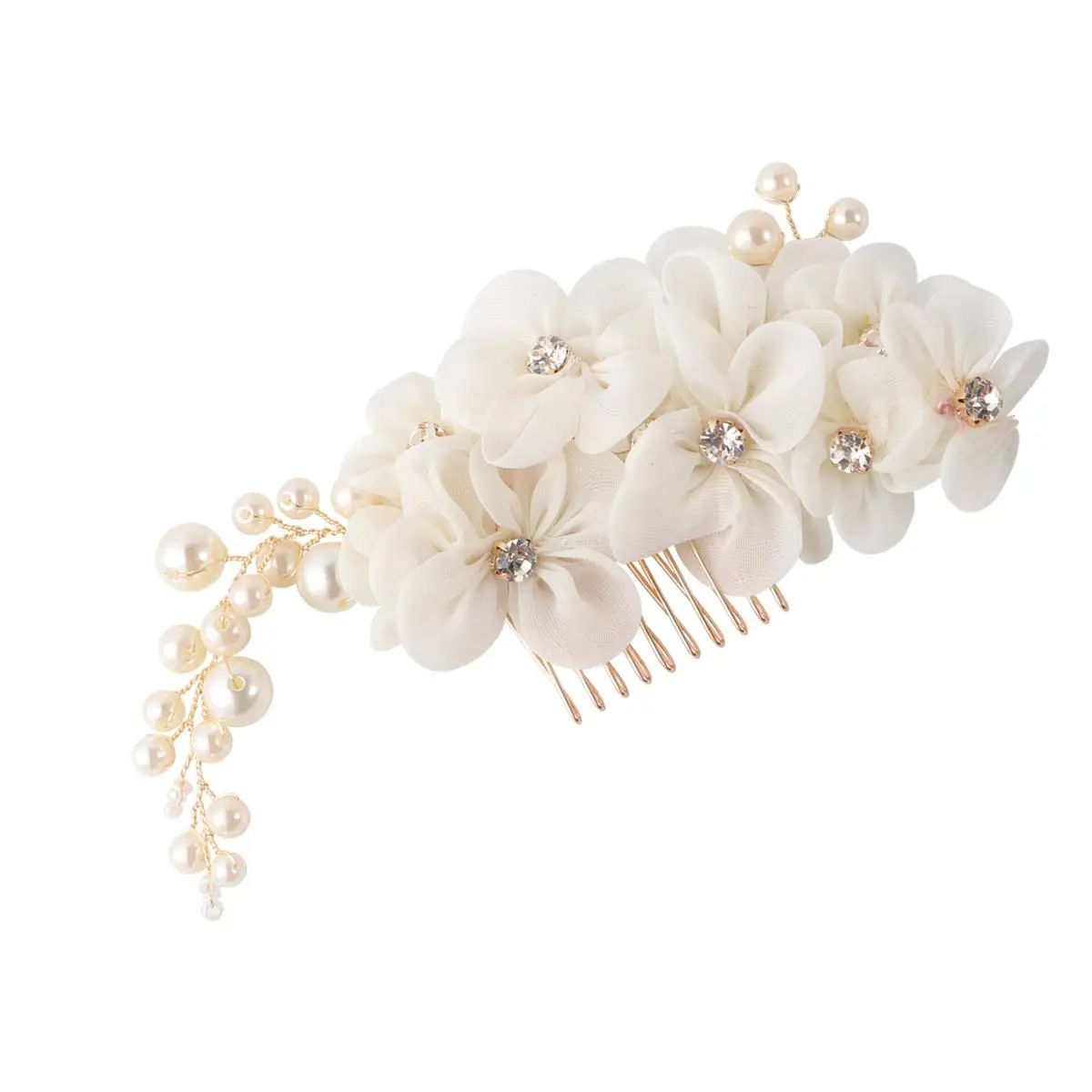 

Bridal Hairpin Pearl Flower Hair Accessories Women Clip Rhinestone Leaves Pearls Beads Alligator Pinch for Wedding Prom Party