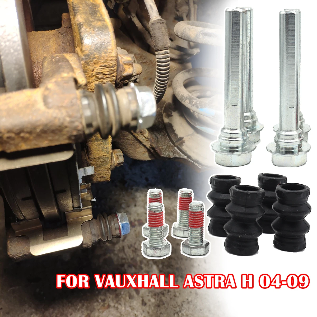 

Rear Left Right Brake Caliper Cylinder Slider Guide Pin For Disc Housing Bolts Rubber Bush Boot Seal FOR VAUXHALL ASTRA H 04-09