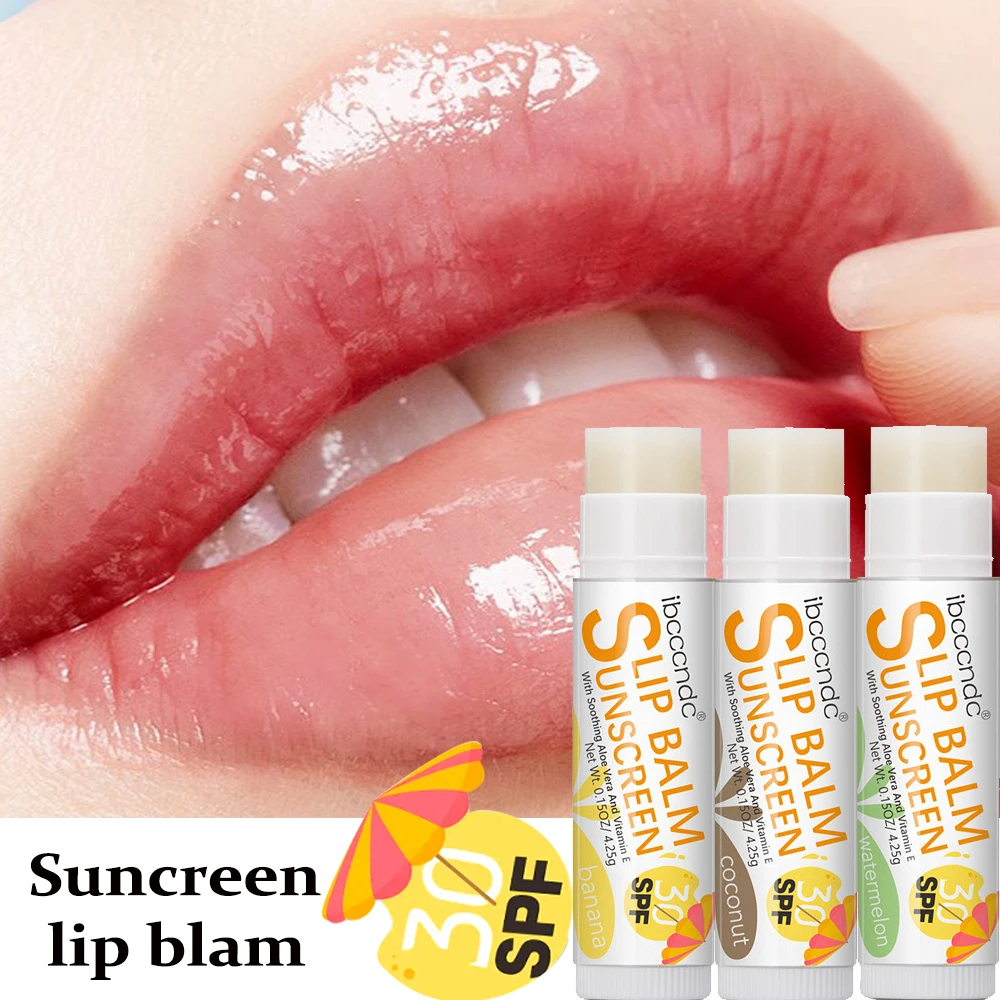 3 szt. Krem do opalania nawilżający balsam do ust nawilżająca jedwabista pielęgnacja szminka SPF 30 ochrona UVA anty-suchy spierzchnięty błyszczyk makijaż ust