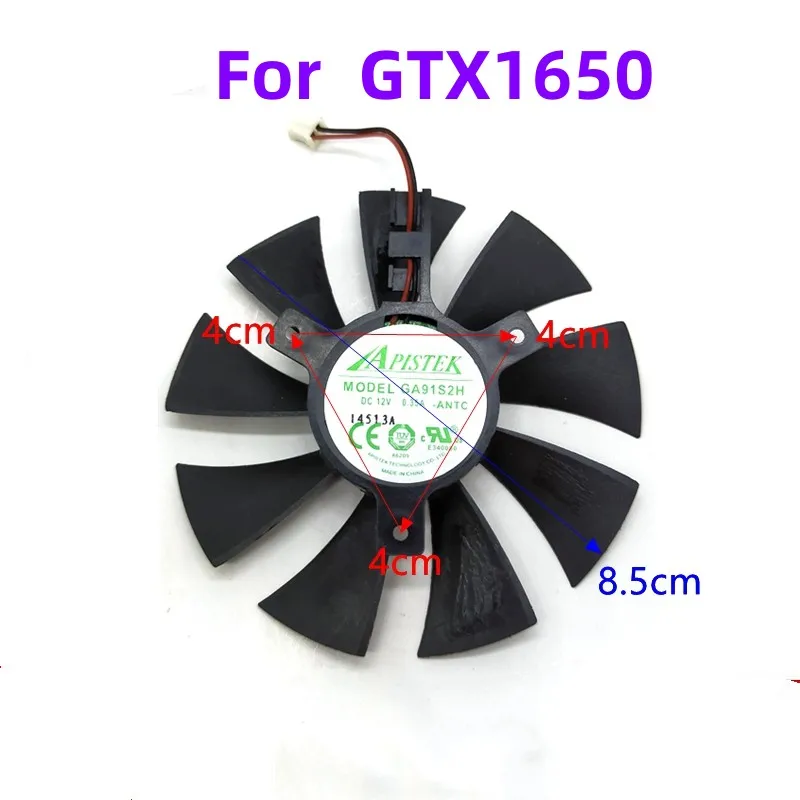 Original For ZOTAC GTX1650 graphics card Computer fan diameter 8.5cm hole pitch 4cm GA91S2H 12V 0.35A 3600RPM