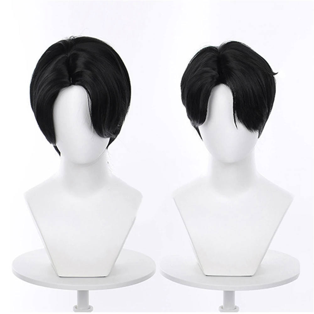 Saja Boys Jinu Cosplay Synthetische Pruik 25 cm Korte Zwarte Mannen Hittebestendige Anime Pruiken