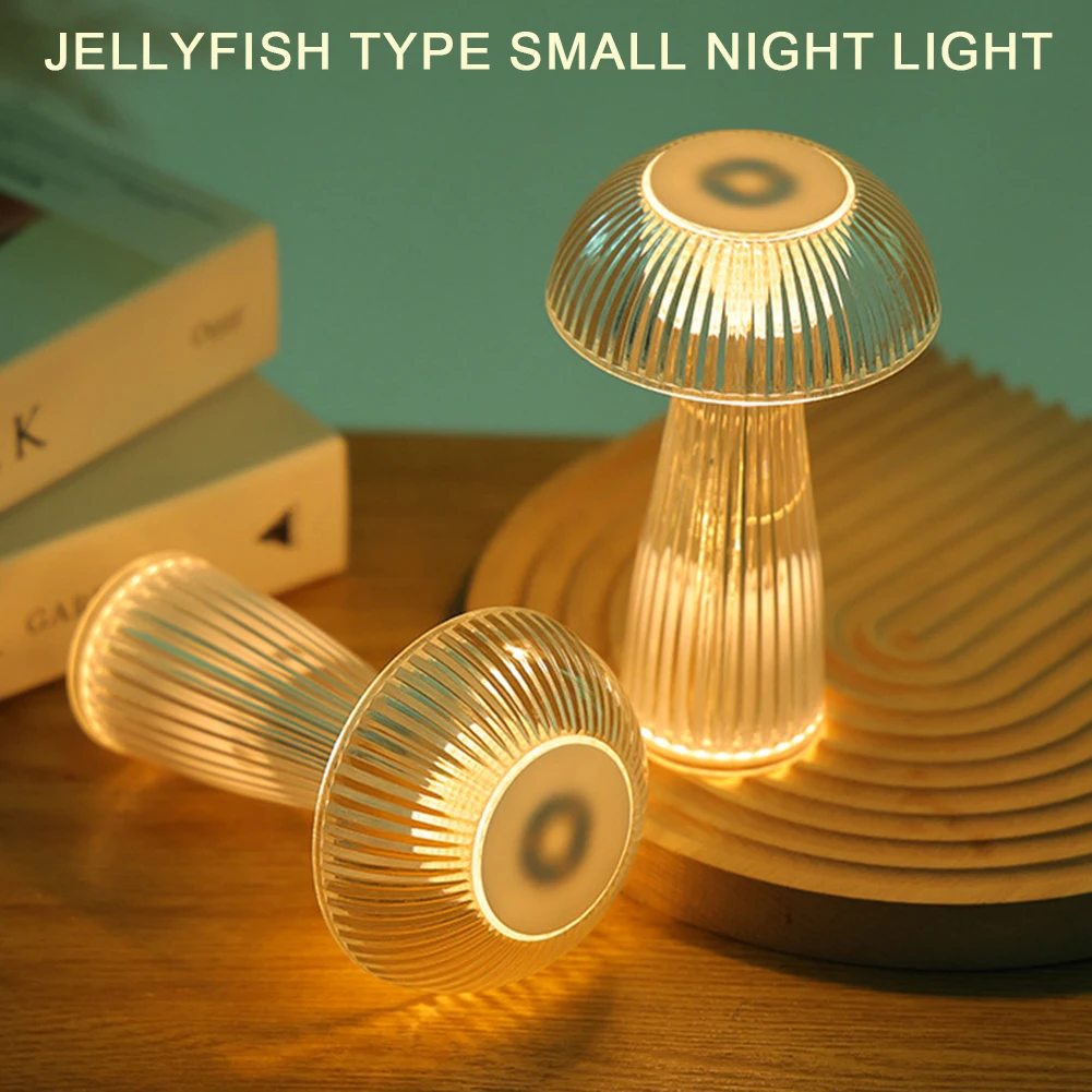 Creative Jellyfish Table Lamp Warm Light Romantic Mushroom Night Lamp Eye-Protective USB Charging Gift for Friends