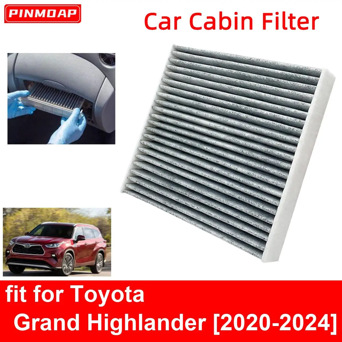 Car Cabin Air Filter for Toyota Grand Highlander 2020-2024 Auto Filters Carbon Fiber CF12157 87139-0E040 87139-0R030 87139-26010