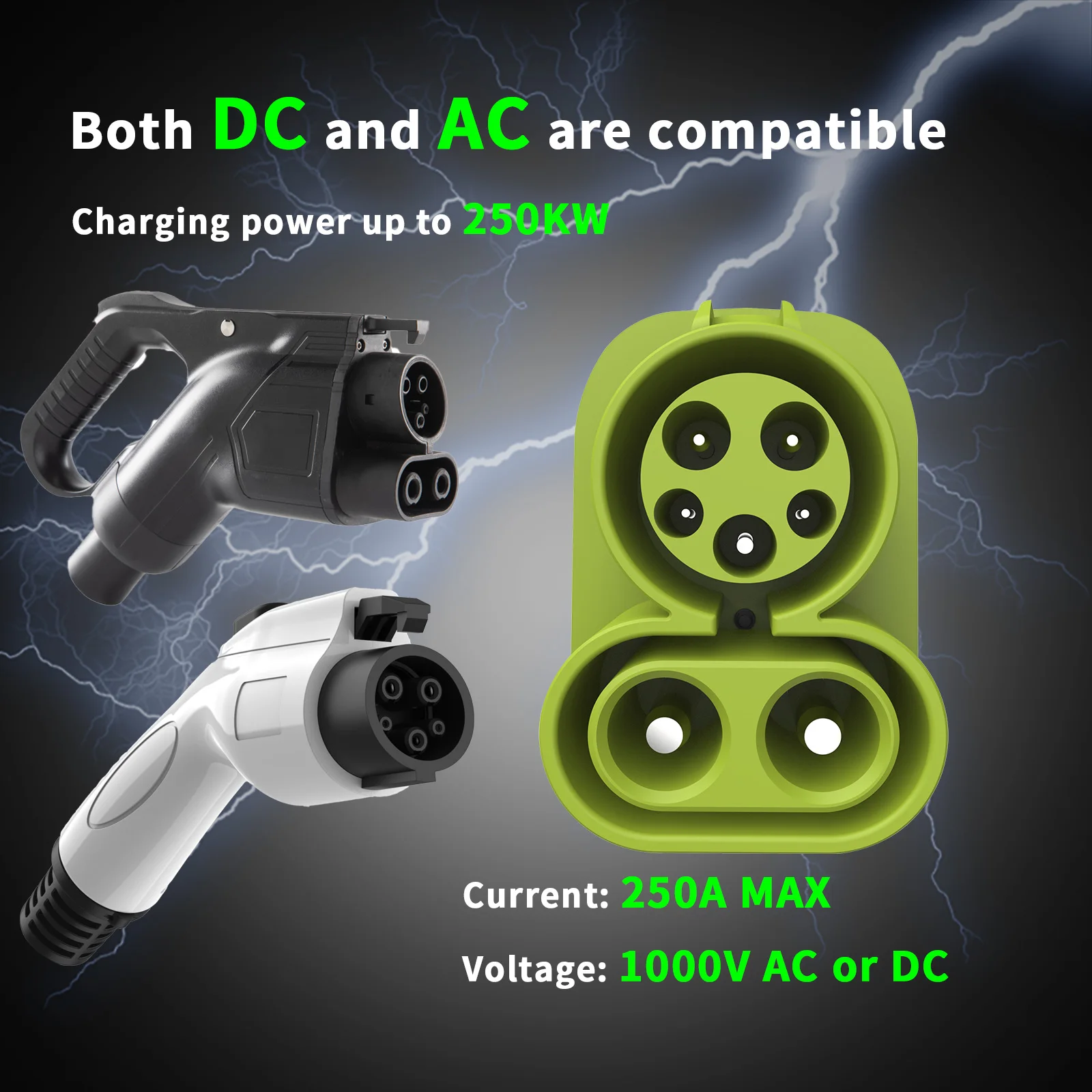 CCS1 to CCS2 Adapter EV Charger Adpater DC 1000V 250A and EV Charger Connector Type 1 to Type 2 Adapter SAE j1772 to IEC62196