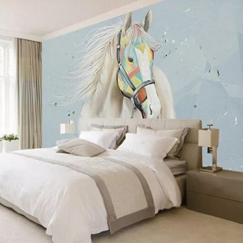 Customized Nordic minimalist horse-head TV luxury home bedroom background wall
