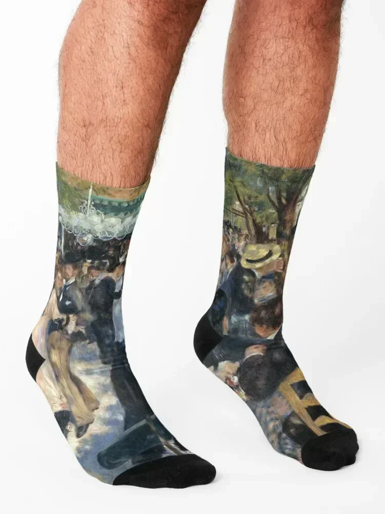 Bal du Moulin de la Galette Oil Painting by Auguste Renoir Socks cool fashionable Argentina anime Socks For Girls Men's