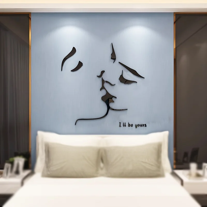 Couple Kissing Wall Stickers Suitable For Living Room And Bedroom, Easy To Disassemble, Self Adhesive