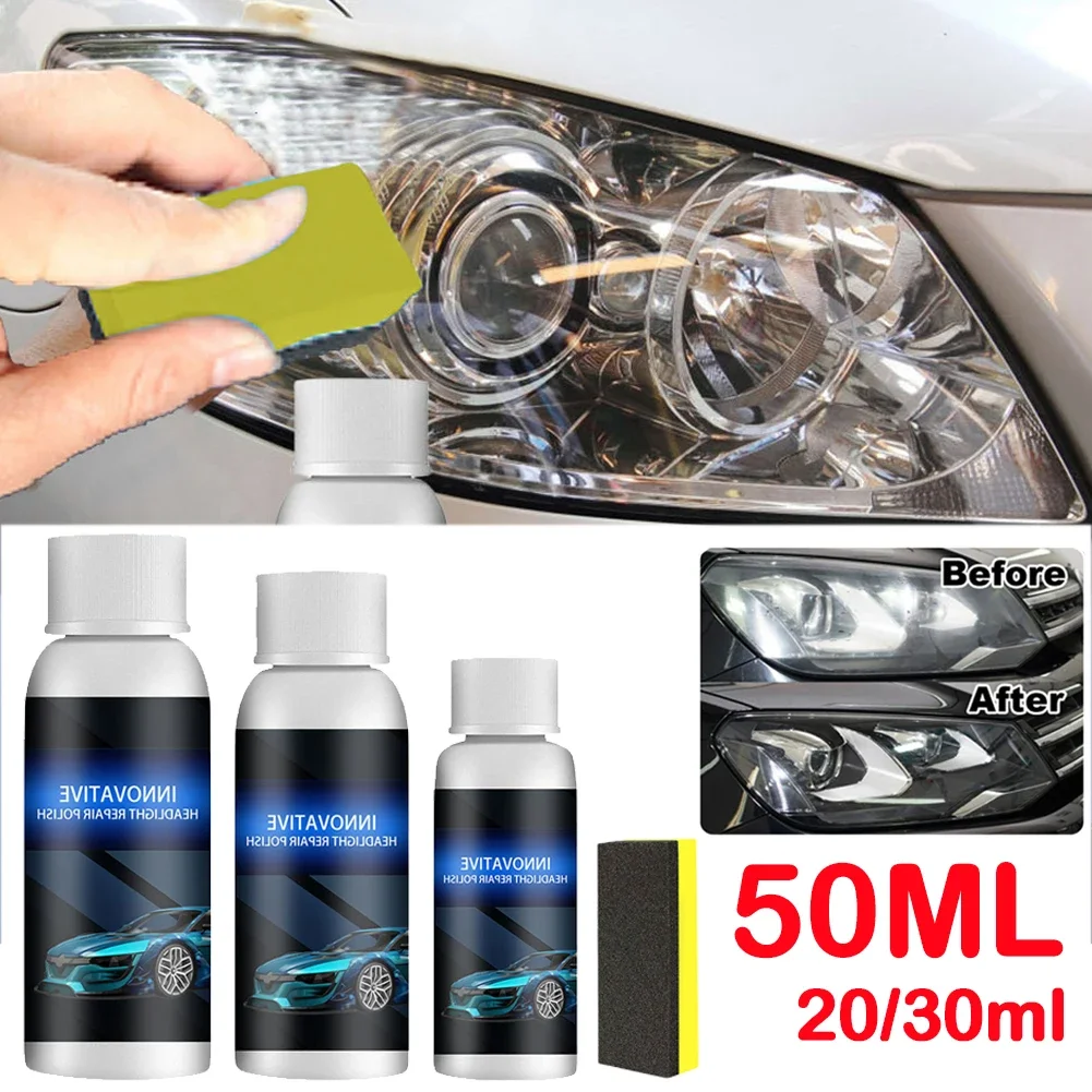 Headlight Restoration Kit 20/30/50ml Headlight Cover Len Restorer with Sponge Pad Headlamp Restorer Car Lampshade Scratch Repair