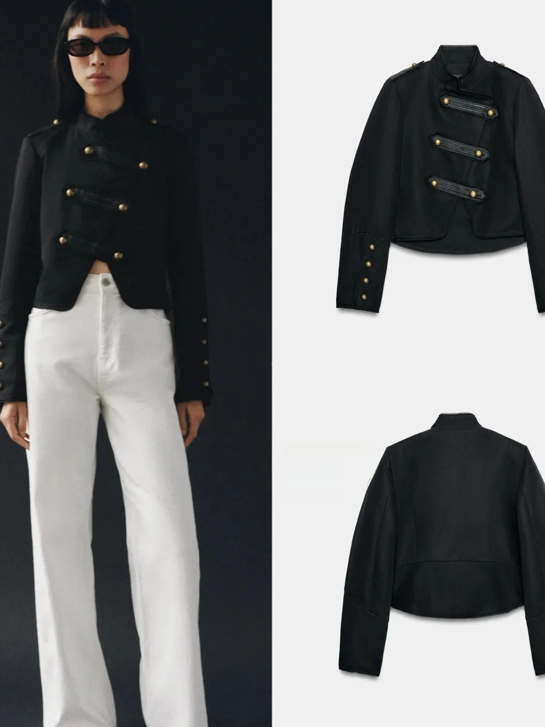Chaqueta de Mujer Estilo Británico, Corte Entallado, Manga Larga, Cuello Redondo, Cierre de Cuerda, Chaqueta Corta Estilo Nap...