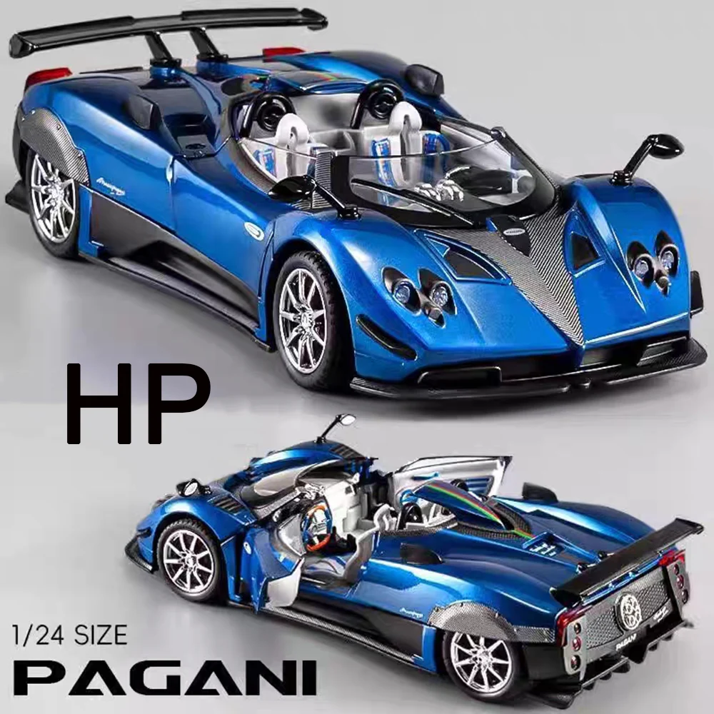 รถของเล่น Pagani Zonda HP Huayra รุ่น 1:24 แบบจำลองรถยนต์สปอร์ตขนาดเล็ก 4 ประตูเปิดได้ พร้อมไฟและเสียงเพลง ของเล่นเสริมพัฒนาการสำหรับเด็ก