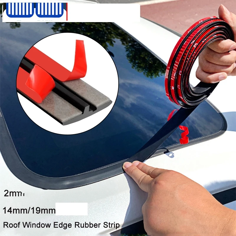 14/19MMx2M Car Sealing Strip Car Window Front Windshield T-Shaped Sealing Strip Sunroof Waterproof And Soundproof Adhesive Strip