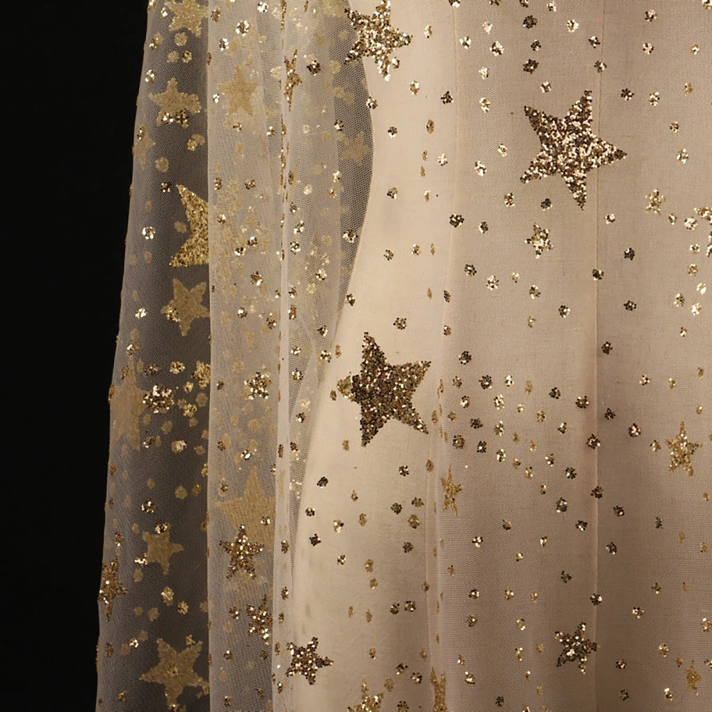 Gold Silver Glitter sequin star Tulle fabric wedding dress fabric diy children's clothing costume costume fabric veil material - Image 4