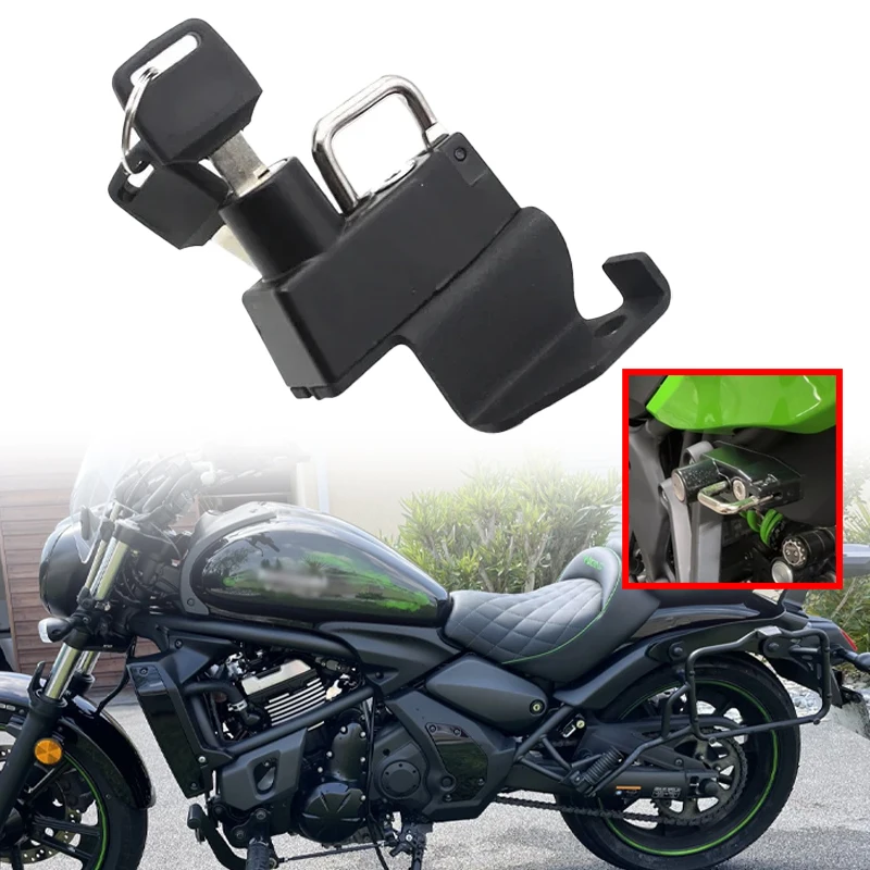 

Motorcycle Accessories Helmet Lock Mount Hook Side Anti-theft Security Helmet Padlock For Kawasaki VN650 Vulcan S 650 2015-2019