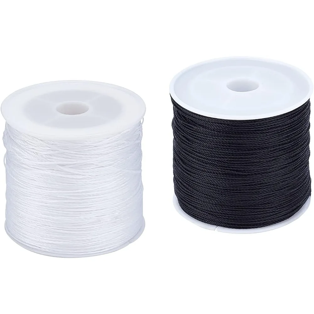 

2 Rolls Waxed Polyester Thread Cord 0.5mm Bracelet Thread Beading String 116 Yards per Roll Spool for Jewelry Making and Macrame