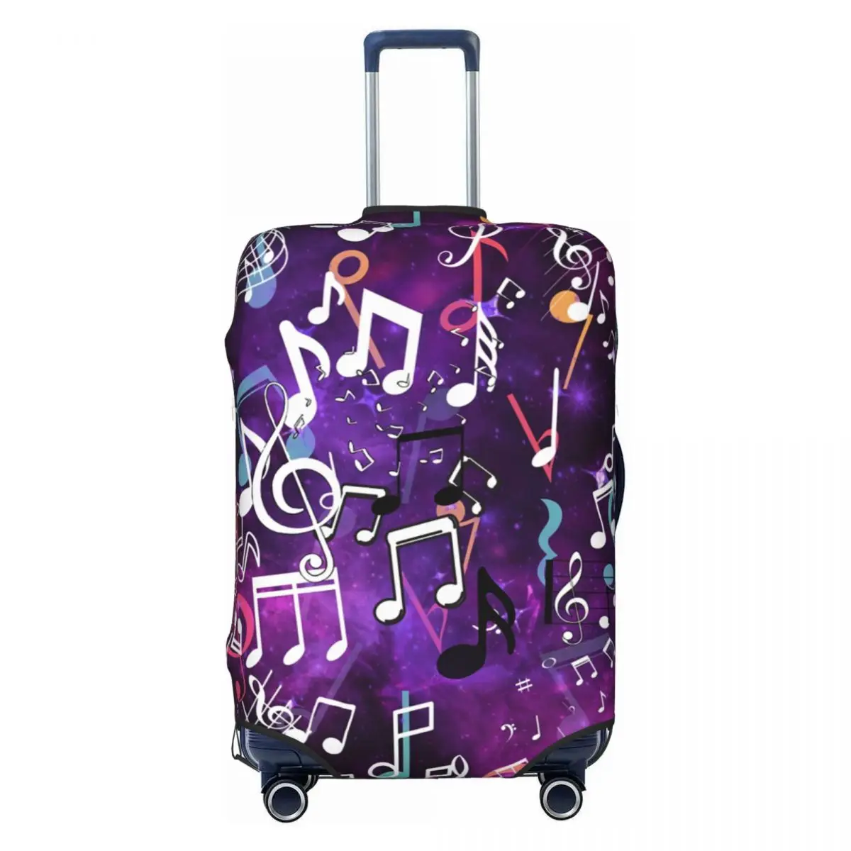 

Custom Purple Glow Music Notes Luggage Cover Funny Suitcase Protector Covers Suit For 18-32 inch