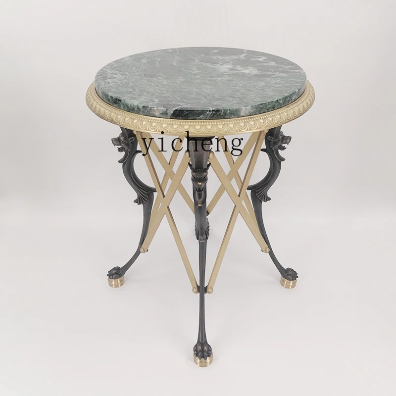 

TQH European living room sofa balcony brass small table corner few pure copper small coffee table