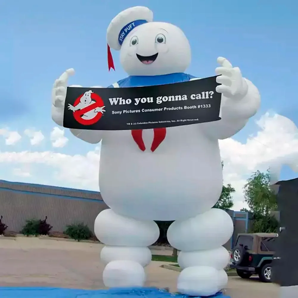 Custom Giant Inflatable Stay Puft Marshmallow Man With LED Lights Halloween Ghostbusters Model For Outdoor Decoration