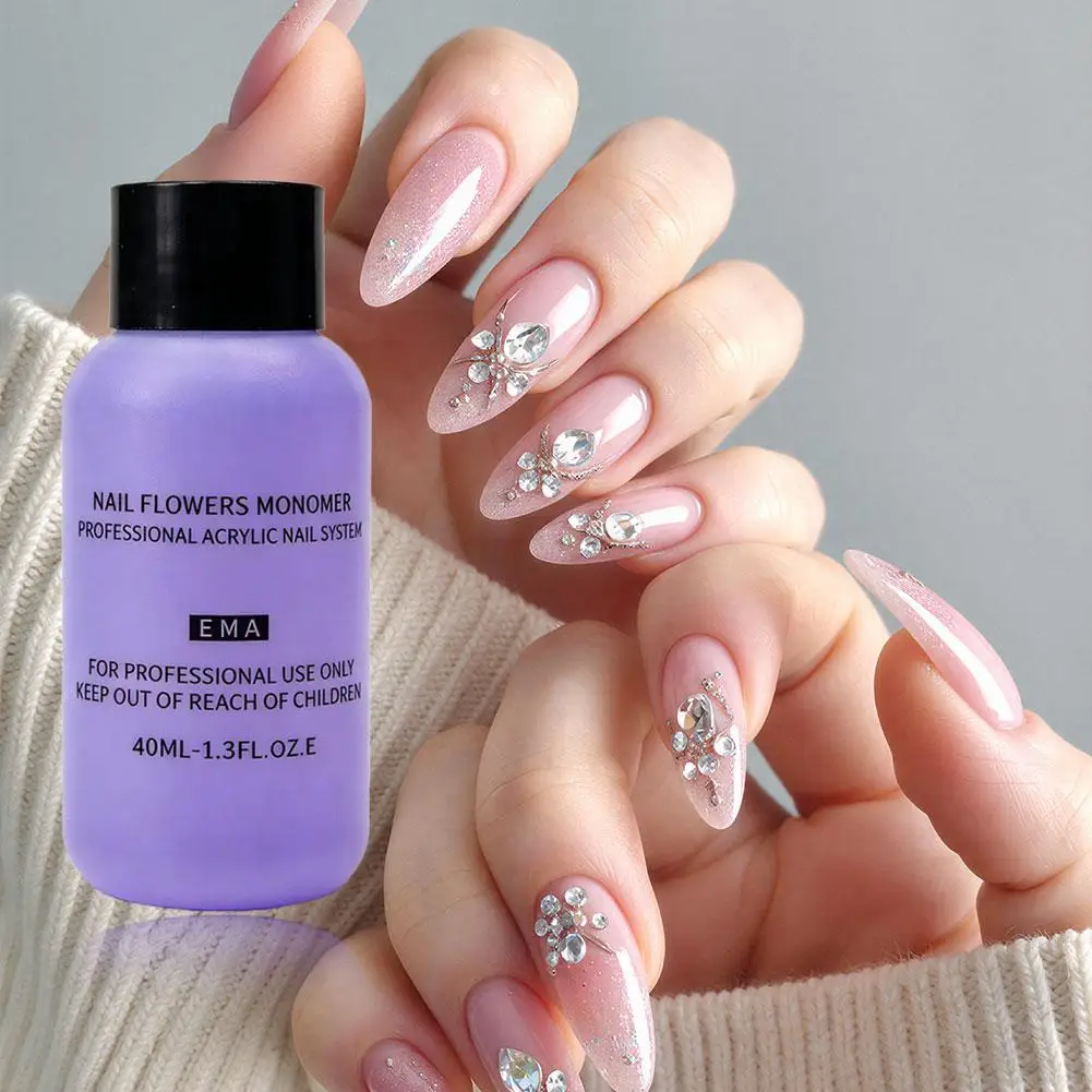 40ml Crystal Liquid Acrylic Powder Extended Crystal Nail Carving Water Cleaning Liquid Nail Set 1/2/3pcs Nail Acrylic Liquid