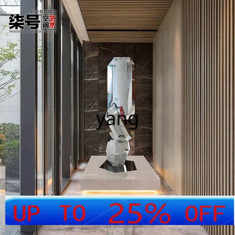 

lmm Stainless Steel Geometric Stone Sculpture Floor Ornaments Club Soft Decoration Artwork