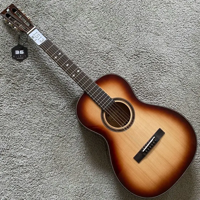 

38 Inch 000 Body Xavier Parlor Solid Spruce Mahogany Glossly Acoustic Guitar Crossover Style For High Quality Handmade Guitar