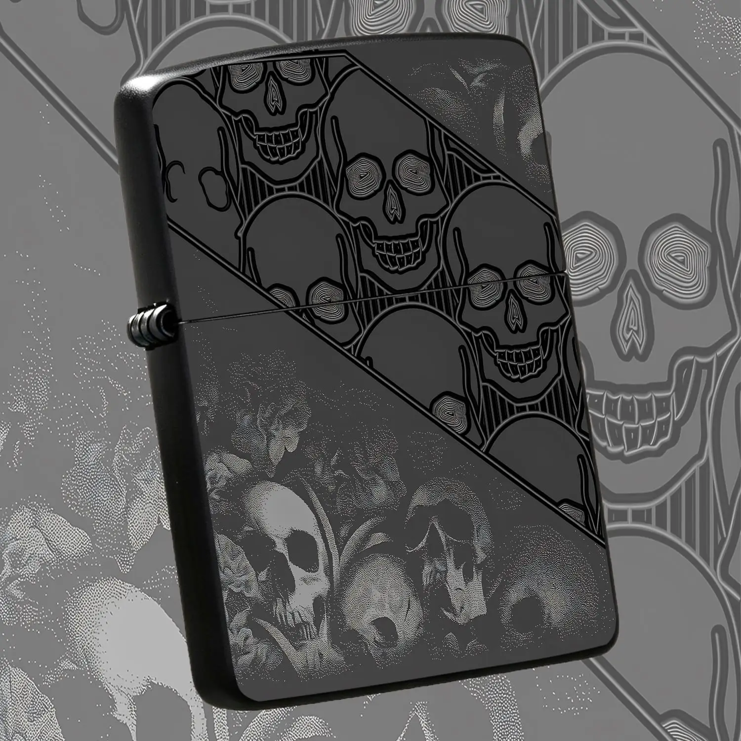 Dark Gothic Skull Pattern Lighter, Stylish Art Engraved Portable Daily Use Ignition Tool, Unique Vibe Trendy Accessory, Multi-Scenario Practical Carry-On Item, Exquisite Creative Gift For Partners, Chic Retro Themed Pe A Humorous And Intere