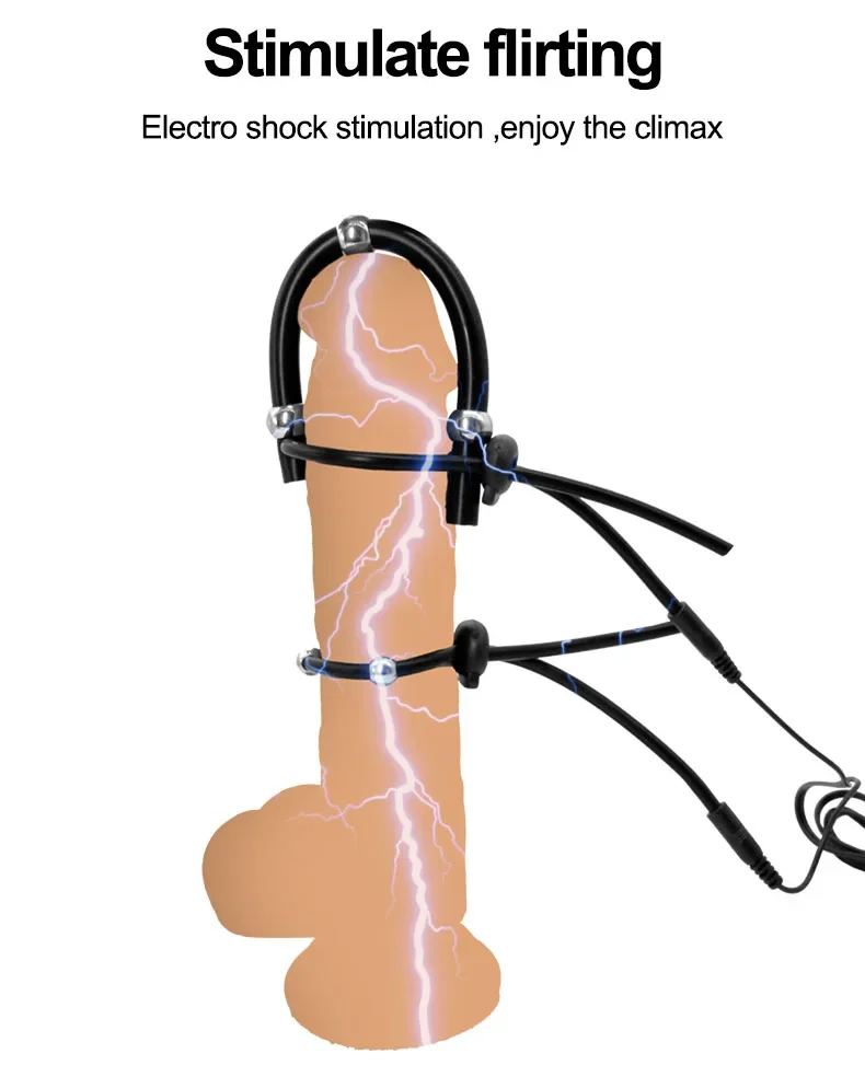 Electric Shock Therapy Penis/Scrotum/Glans Ring BDSM Electro Stimulation Beads Cock Extender Medical Men Gay Sex Toy Accessory