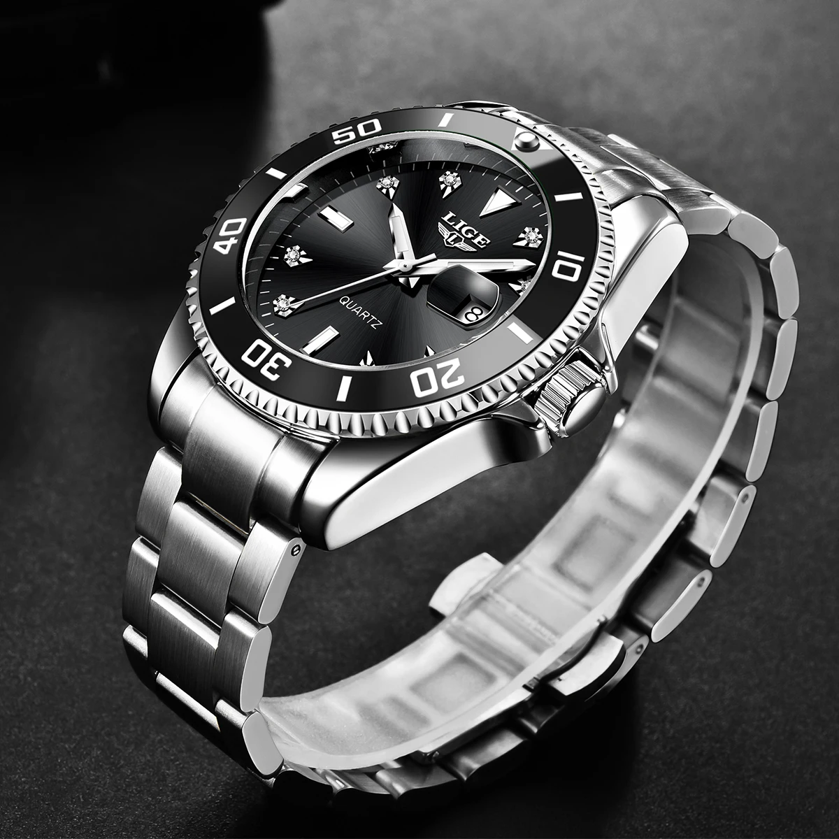 LIGE Casual Fashion Man Watch Luxury Stainless Steel Simple Sport Watches for Men Calendar Waterproof Luminous quartz wristwatch