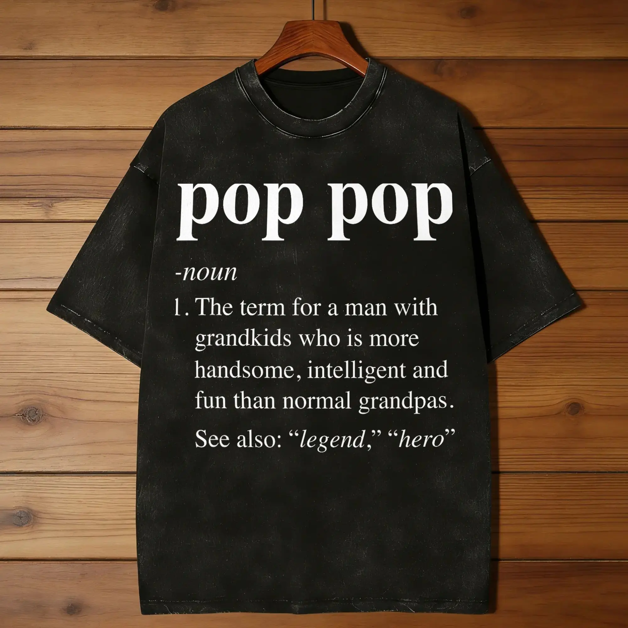 Pop Definition For Grandfather  Men T Shirt Washed  Unique Tee Shirt Short Sleeve Crew Neck T-Shirt 100% Cotton Classic Tops
