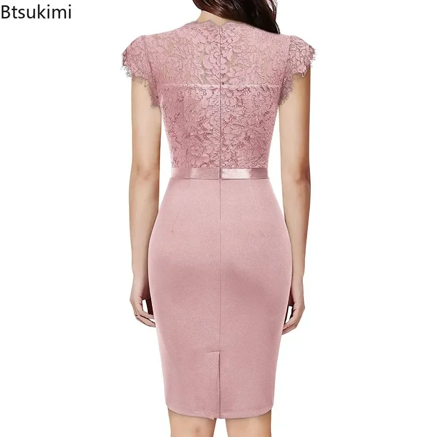 2024 Women\'s Elegant Lace Evening Wedding Party Dress Sexy Office Ladies Bodycon Dresses Fashion Birthday Club Vestidos Female