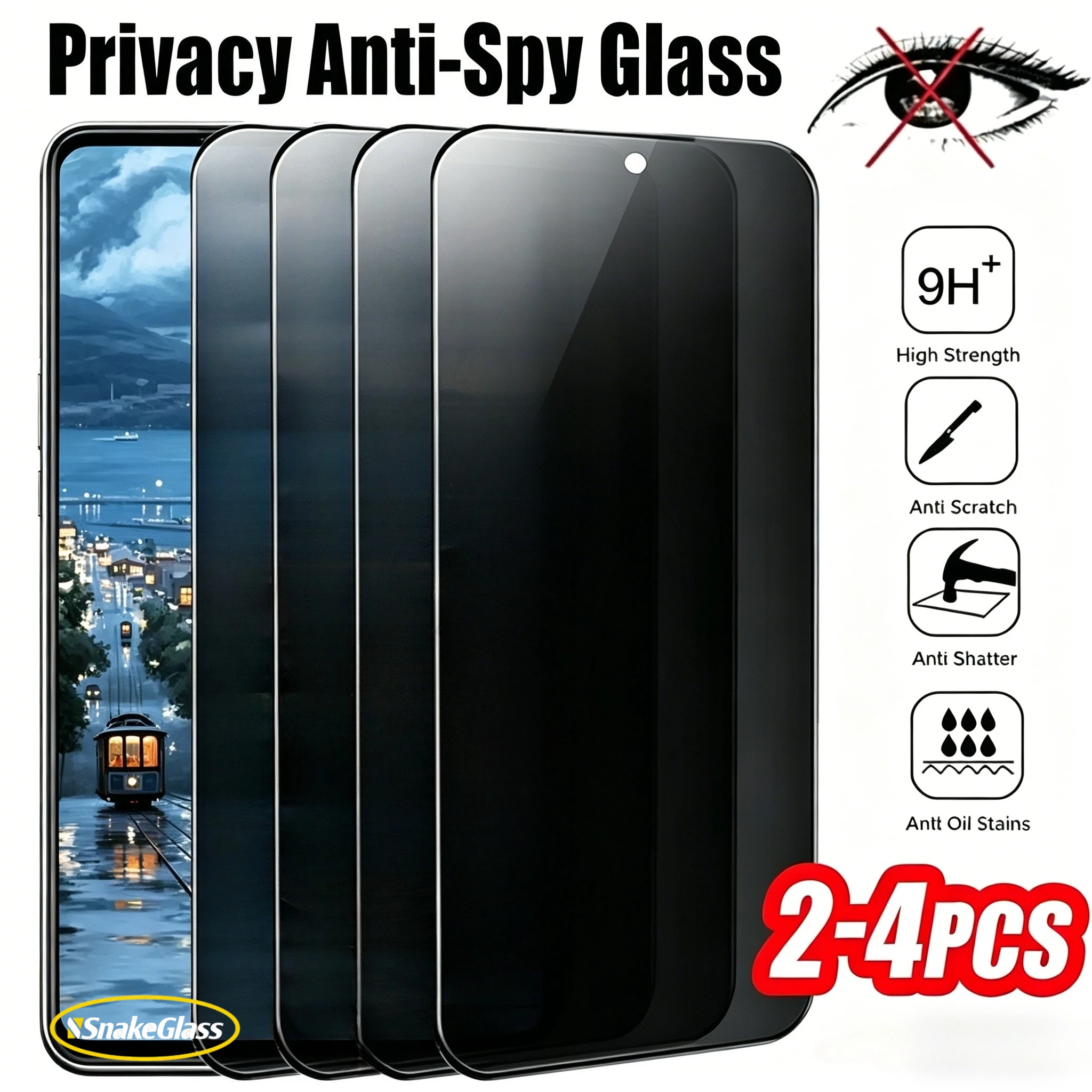 2-4 Stück Blickschutz Vollständige Abdeckung Gehärtetes Glas für Infinix Note 50 40 30VIP Hot 60 Pro 30i GT 30 Pro Smart 8 Displayschutz Anti-Spy – Detail 2