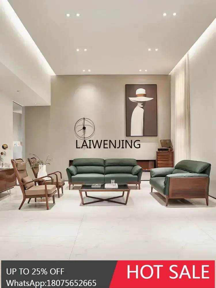 

SGF leather sofa first layer cowhide light luxury high-end postmodern living room solid wood furniture