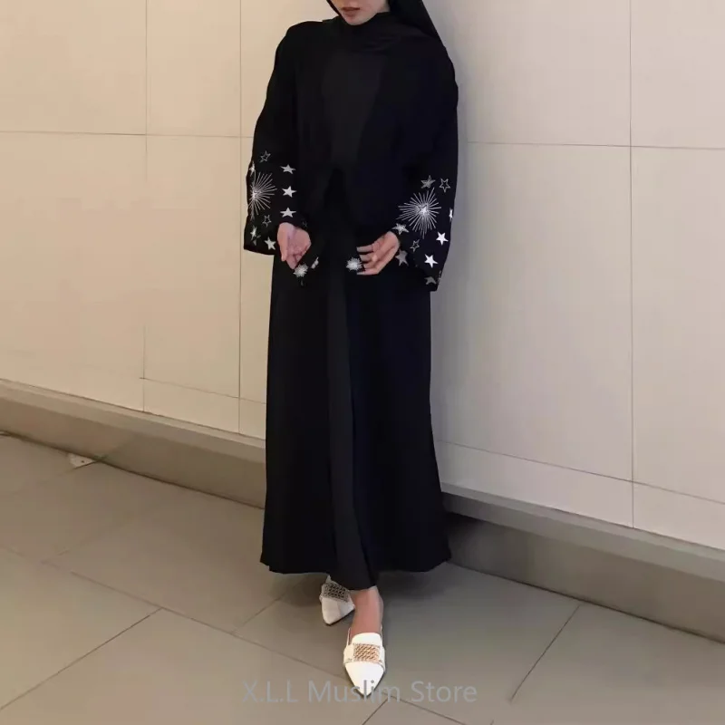 Abaya Women Muslim Dress Black Eid Abaya Luxury African Woman Traditional Star Outfit Moroccan Takchita 2024 Fashion Outerwear